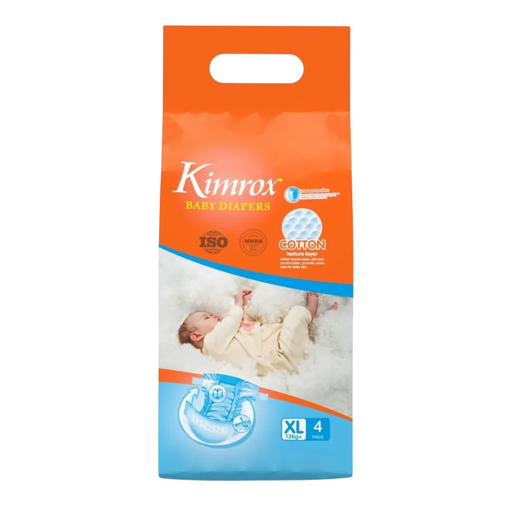 Baby Tape Diapers 4pcs Extra – Large (Over 12 Kg +)